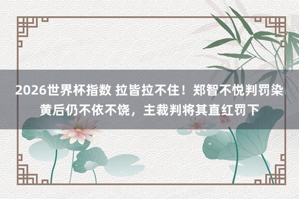 2026世界杯指数 拉皆拉不住！郑智不悦判罚染黄后仍不依不饶，主裁判将其直红罚下