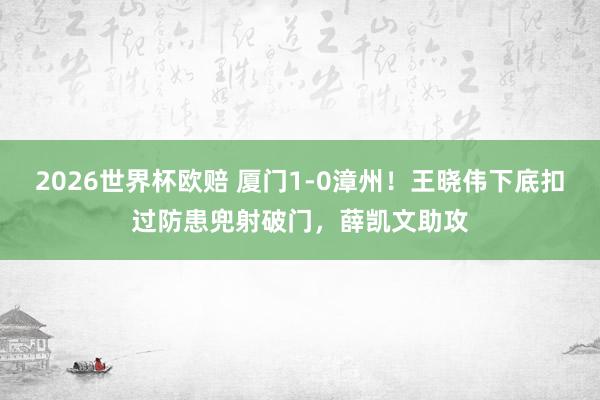 2026世界杯欧赔 厦门1-0漳州！王晓伟下底扣过防患兜射破门，薛凯文助攻