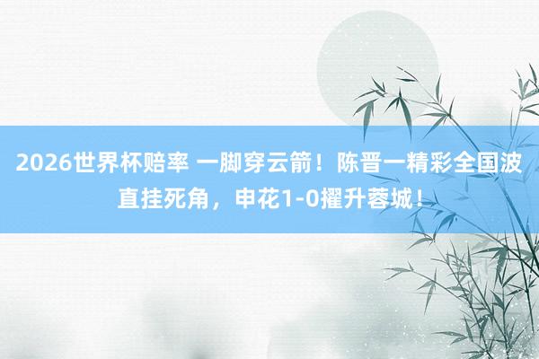 2026世界杯赔率 一脚穿云箭！陈晋一精彩全国波直挂死角，申花1-0擢升蓉城！
