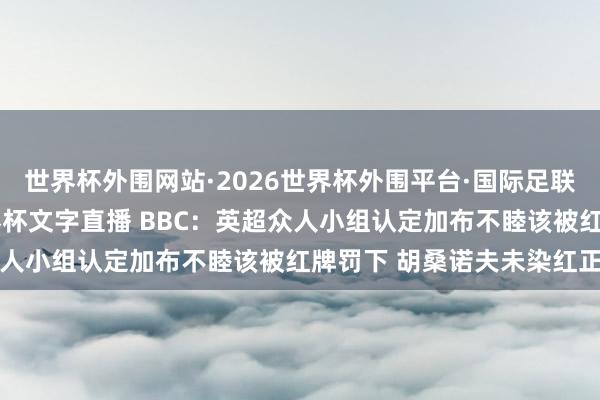 世界杯外围网站·2026世界杯外围平台·国际足联世界杯外围，2026世界杯文字直播 BBC：英超众人小组认定加布不睦该被红牌罚下 胡桑诺夫未染红正确