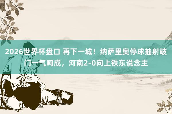 2026世界杯盘口 再下一城！纳萨里奥停球抽射破门一气呵成，河南2-0向上铁东说念主