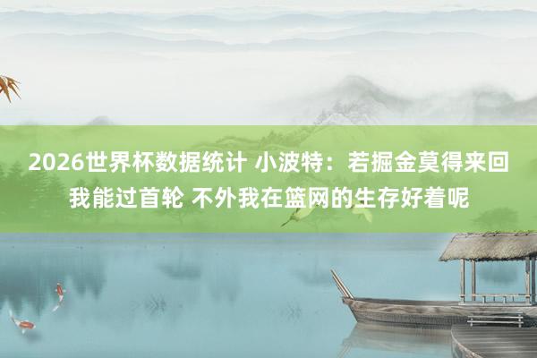 2026世界杯数据统计 小波特：若掘金莫得来回我能过首轮 不外我在篮网的生存好着呢