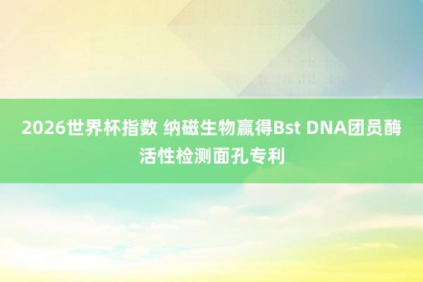 2026世界杯指数 纳磁生物赢得Bst DNA团员酶活性检测面孔专利