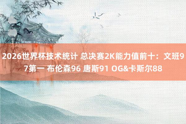 2026世界杯技术统计 总决赛2K能力值前十：文班97第一 布伦森96 唐斯91 OG&卡斯尔88