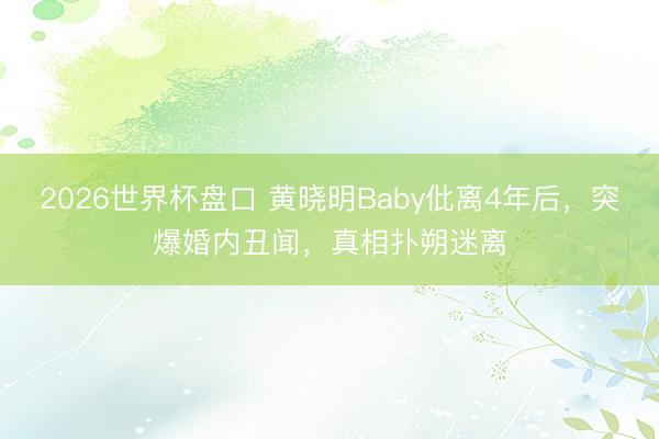 2026世界杯盘口 黄晓明Baby仳离4年后，突爆婚内丑闻，真相扑朔迷离