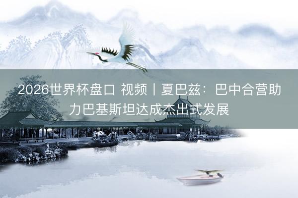 2026世界杯盘口 视频丨夏巴兹：巴中合营助力巴基斯坦达成杰出式发展