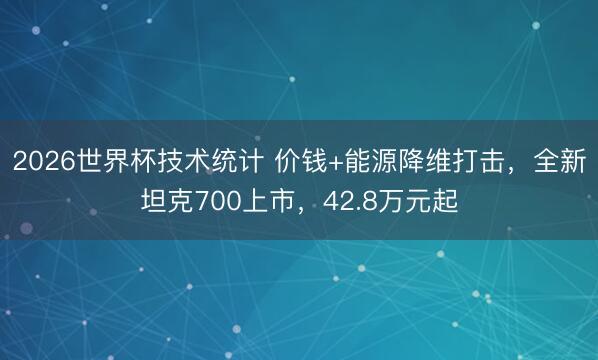 2026世界杯技术统计 价钱+能源降维打击,全新坦克700上市,42.8万元起